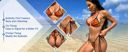 Butterfly 3D Print Brazil Bikini Set