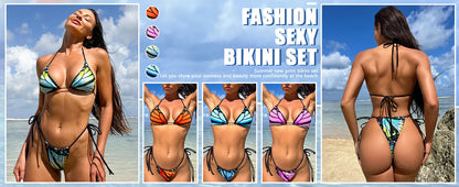 Brasilianisches Bikini-Set mit Schmetterlings-3D-Druck