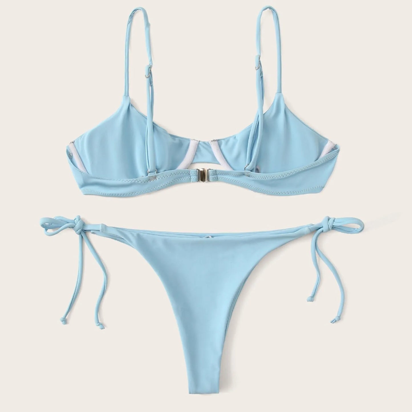 Sexy Bikini-Set (Top mit Spaghettiträgern + Triangel-Tanga)