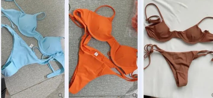 Sexy Bikini-Set (Top mit Spaghettiträgern + Triangel-Tanga)