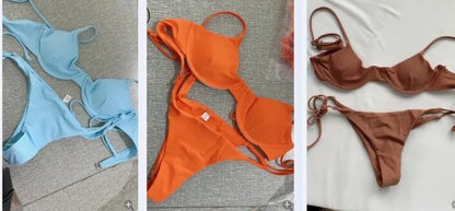 Sexy Bikini Set (Top Spaghetti Strap + Triangle Thong)