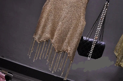 Shiny Gold Silver Knitted Tank Top