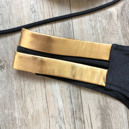 Push-Up-Bademode mit Goldprägung, brasilianisches Bikini-Set