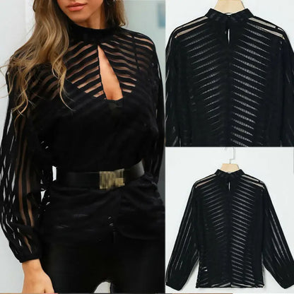 See throuht Black Blouse-Shirt