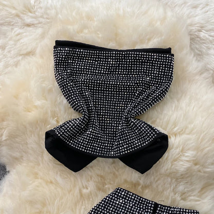 Two Piece Set Diamonds Suit (Top + High Waist Pants)