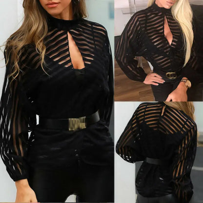 See throuht Black Blouse-Shirt