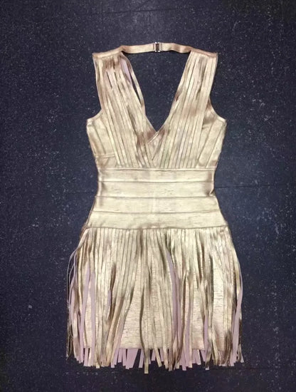 Luxe Inspired Sexy Mini Gold Party Bandage Kleid