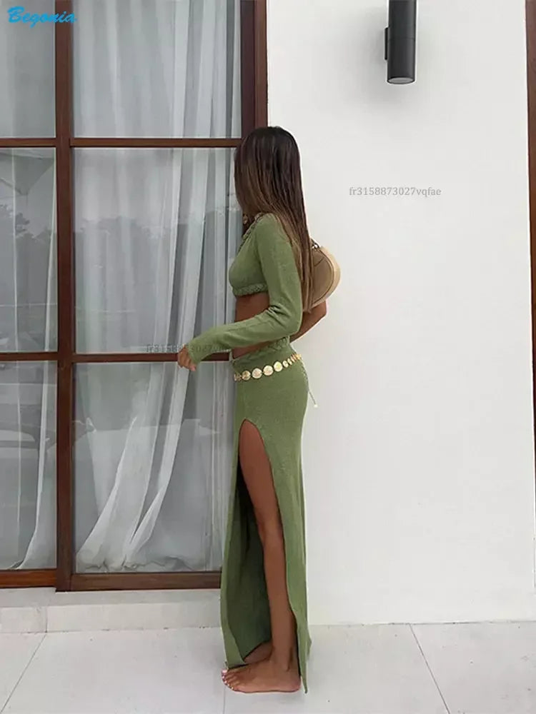 Asymmetry Green Sleeveless Evening Party Maxi Dress