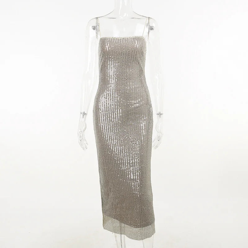 Glitzerndes Maxikleid mit Trägern