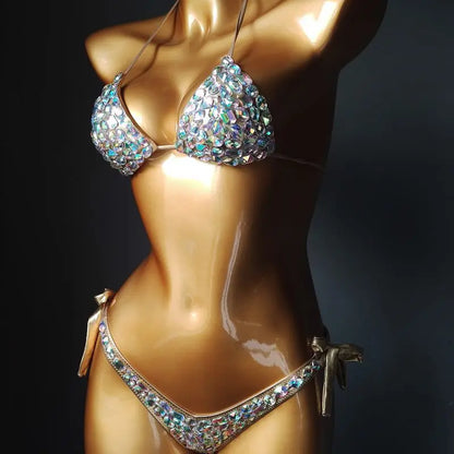 Luxury Sexy Bikini Rhinestone Bra and Thong Set