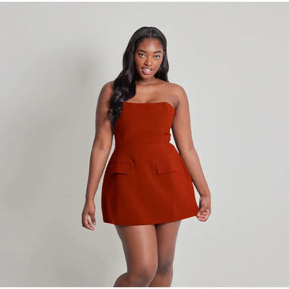 Strapless Mini Dress with Pockets