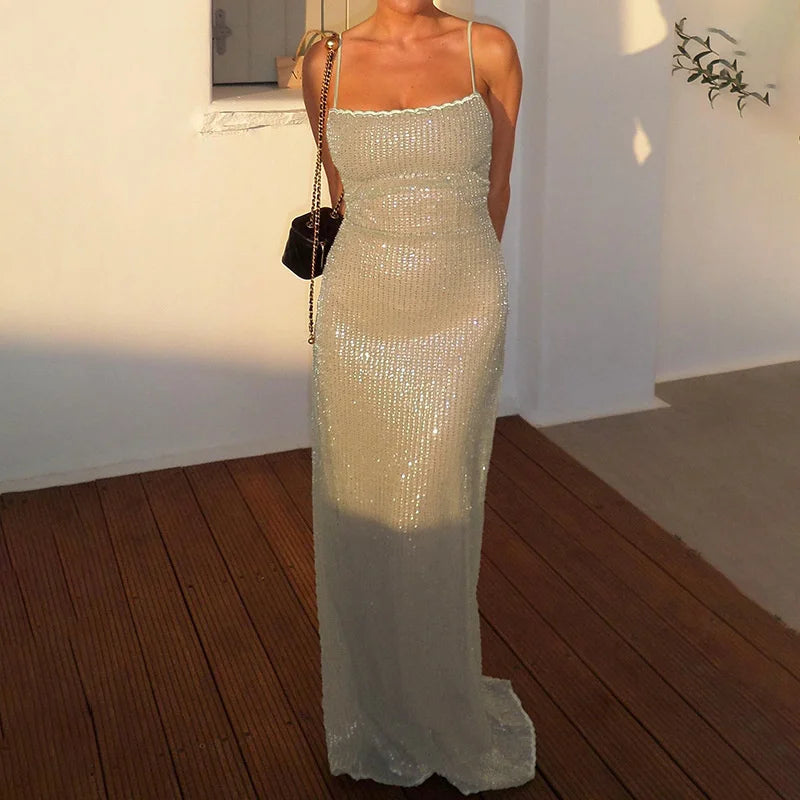 Strap Sparkle Maxi Dress