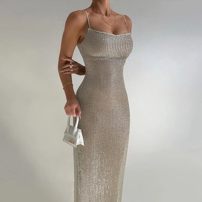 Glitzerndes Maxikleid mit Trägern