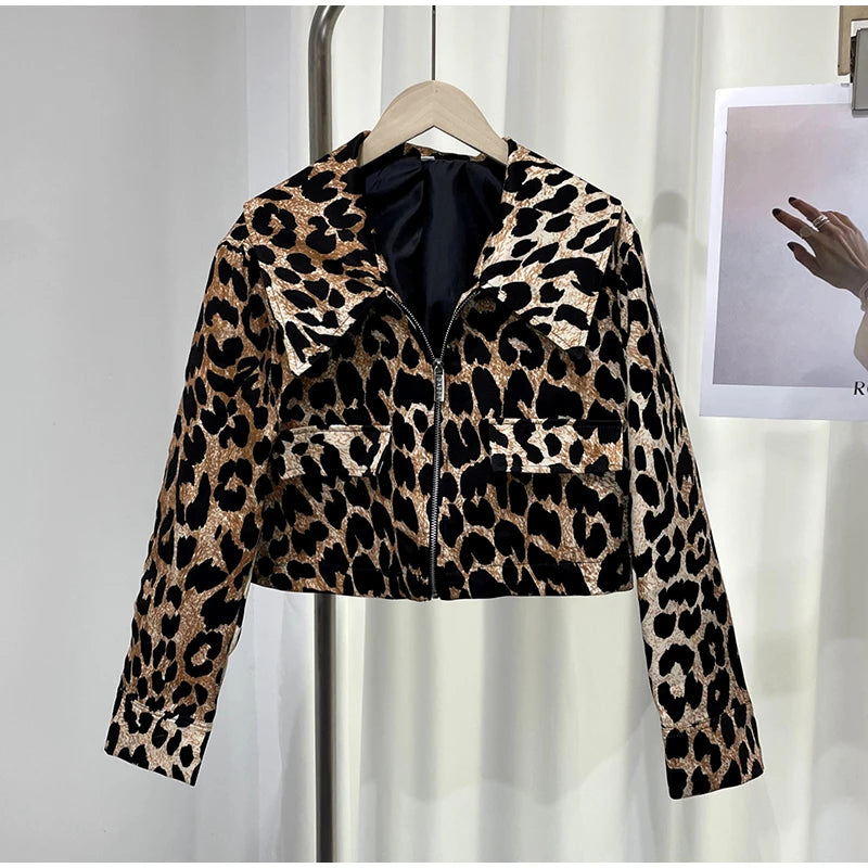 Leopard Crop Jacket Long Sleeve