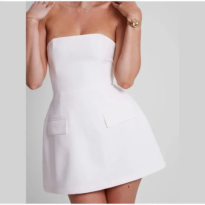 Strapless Mini Dress with Pockets