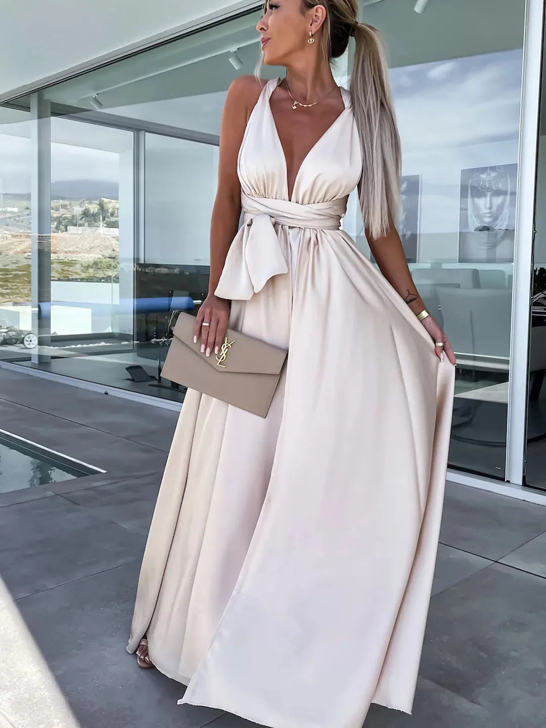 Sexy and Changeable Strappy Maxi Dress