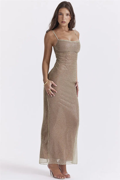 Strap Sparkle Maxi Dress