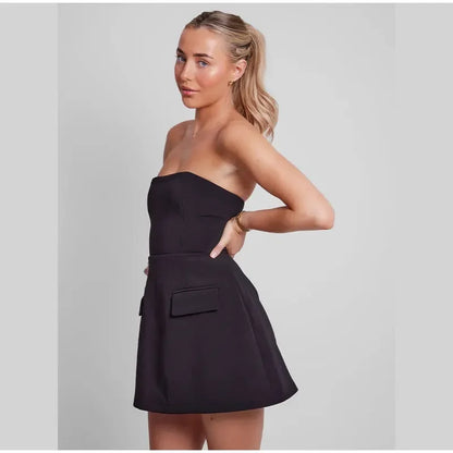 Strapless Mini Dress with Pockets