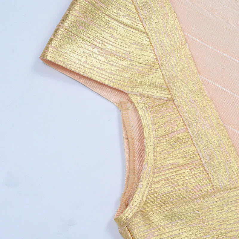 Sexy One-Shoulder-Bandage-Kleid in Gold-Silber