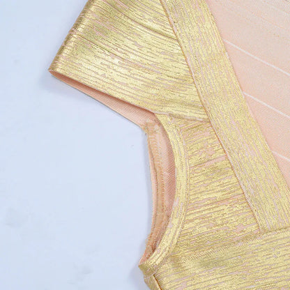 Sexy One-Shoulder-Bandage-Kleid in Gold-Silber