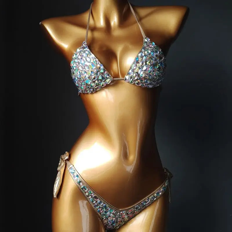 Luxury Sexy Bikini Rhinestone Bra and Thong Set