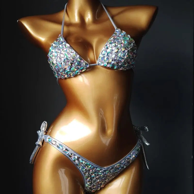 Luxury Sexy Bikini Rhinestone Bra and Thong Set