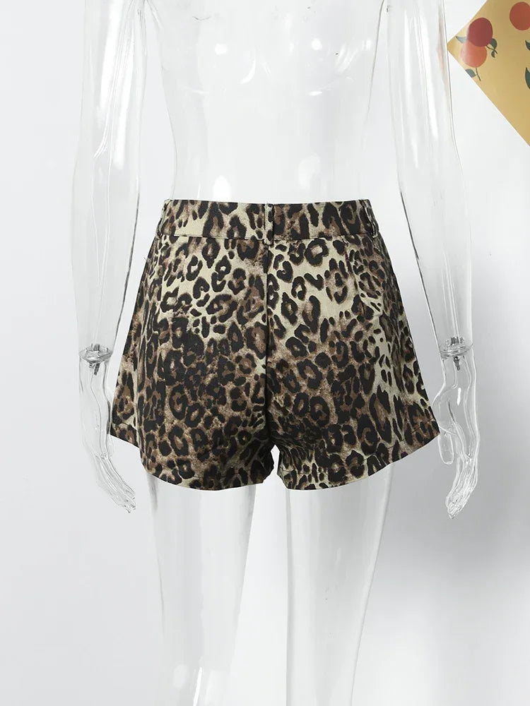 Leopard Denim Shorts