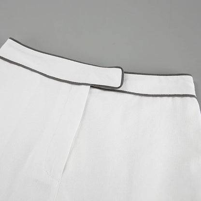 Cotton Linen Two-piece White Set (Shirt + Shorts)