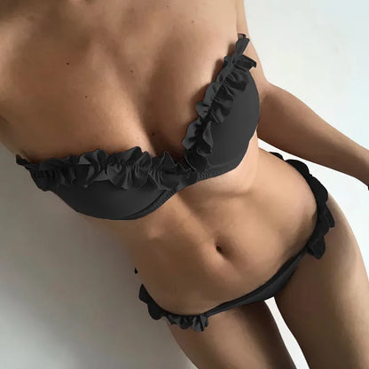 Sexy trägerloses Push-Up-Bikini-Set