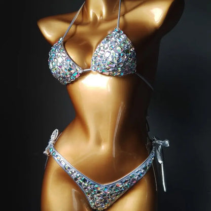 Luxury Sexy Bikini Rhinestone Bra and Thong Set