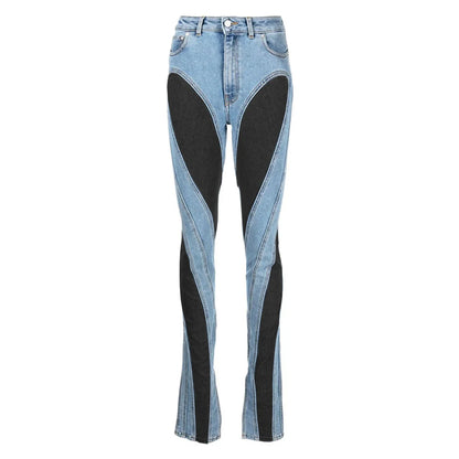 Schmale Patchwork-Jeans