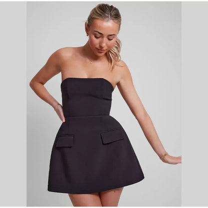 Strapless Mini Dress with Pockets