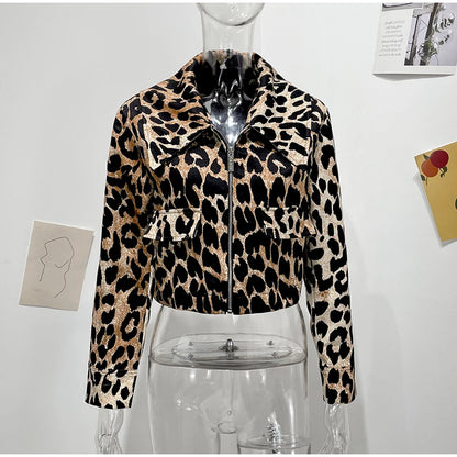 Leopard Crop Jacket Long Sleeve