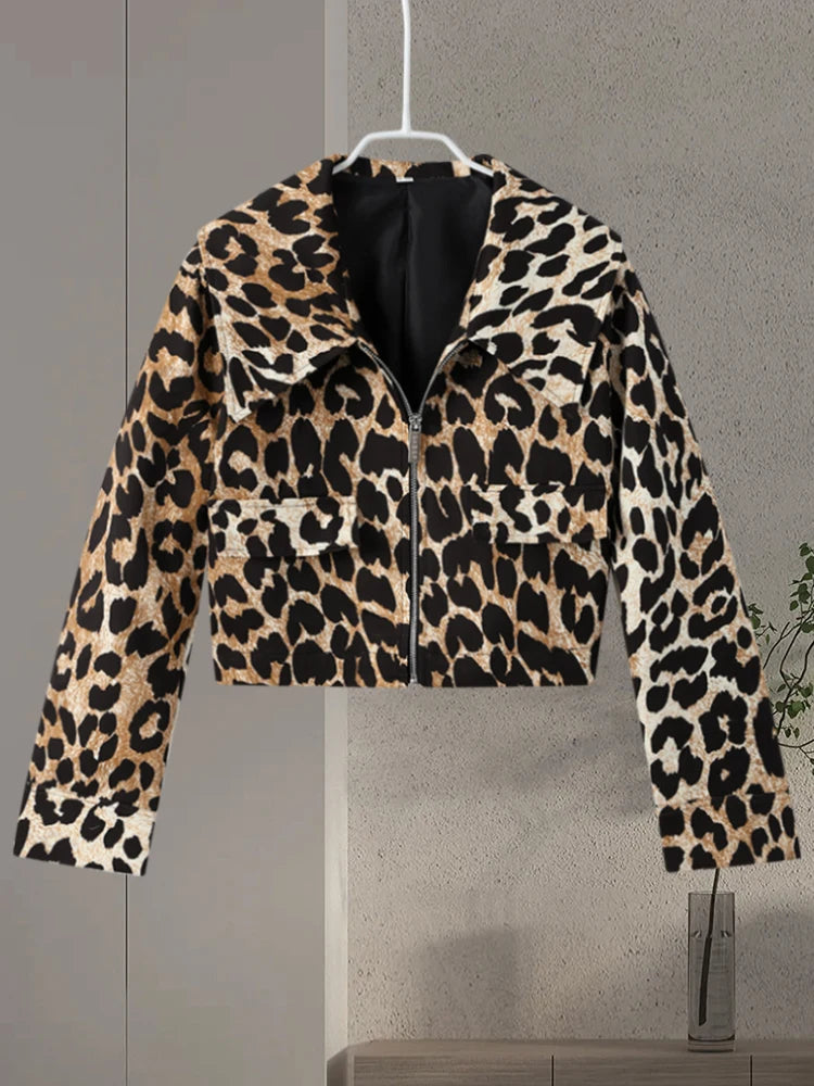 Leopard Crop Jacket Long Sleeve