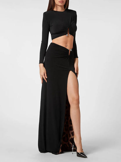 Βραδινό Σετ 2 τεμαχίων (Crop Top - Maxi Φούστα)