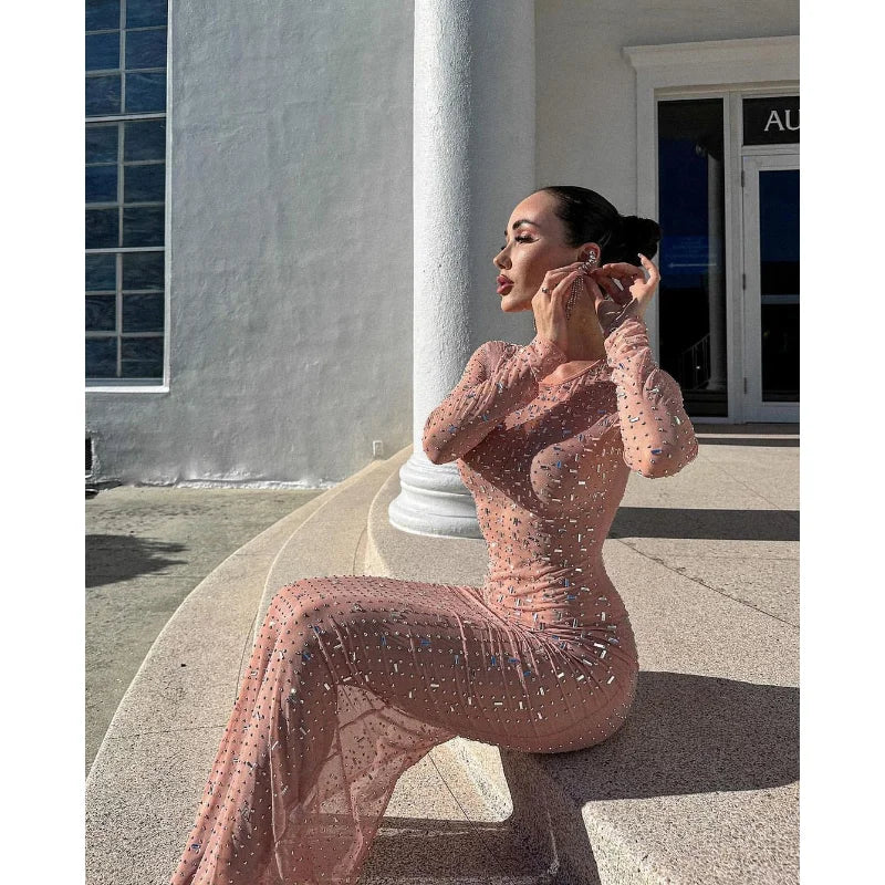 Glitter Cover Up Maxi See-Through Dress