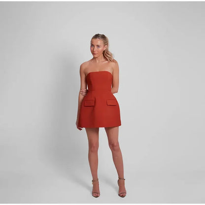 Strapless Mini Dress with Pockets