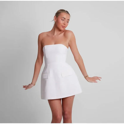 Strapless Mini Dress with Pockets