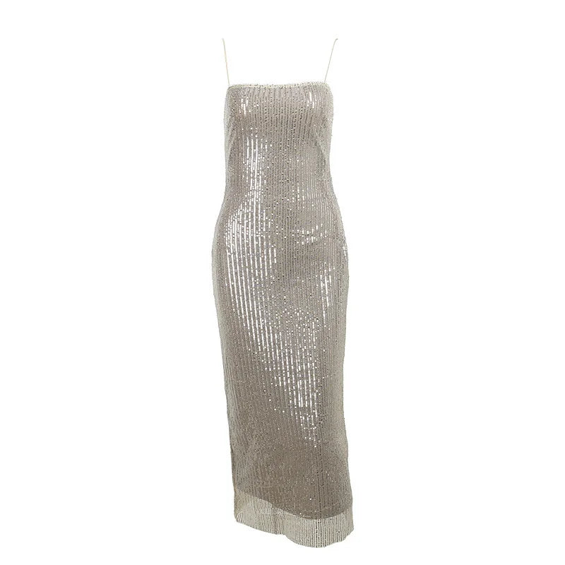 Glitzerndes Maxikleid mit Trägern