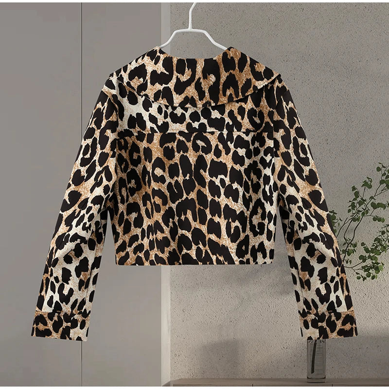 Leopard Crop Jacket Long Sleeve