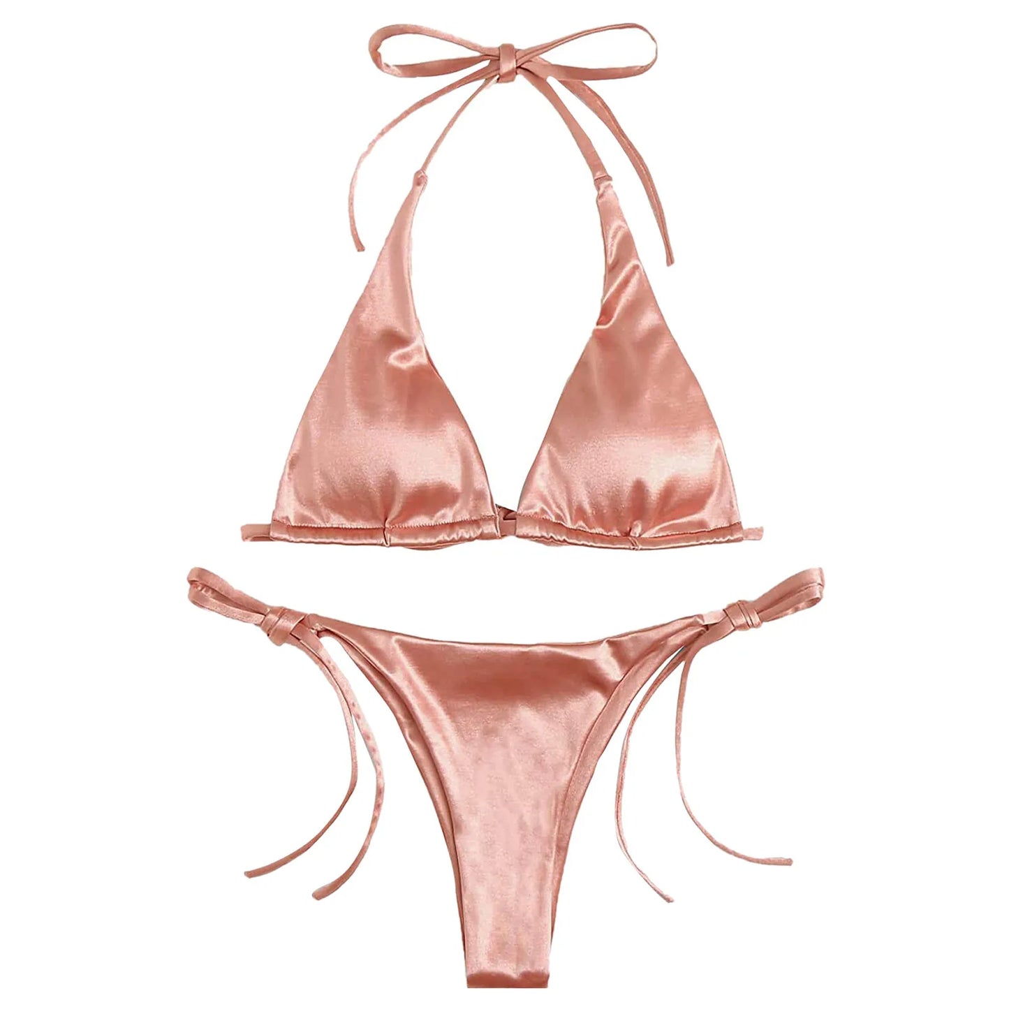 Satin Brasilianisches Bikini-Set mit niedriger Taille