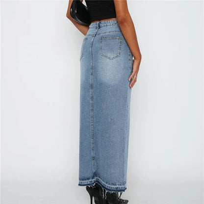 Casual High Waisted Denim Skirt