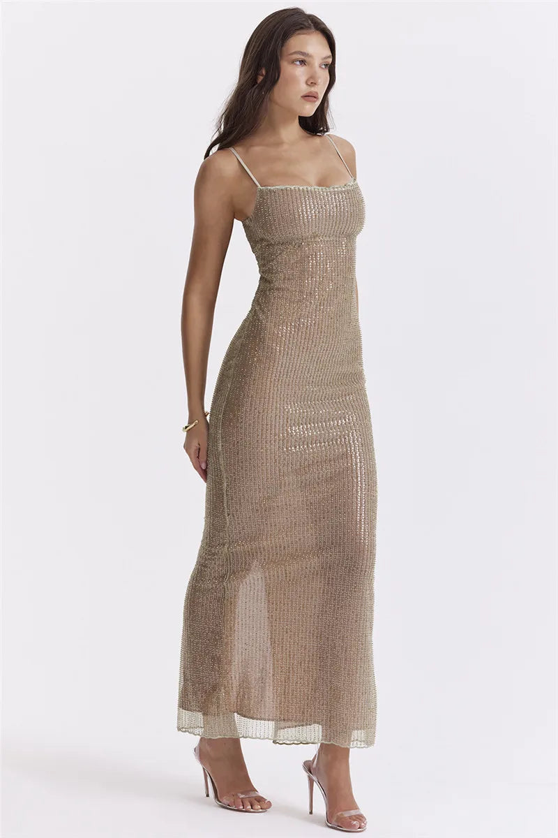 Strap Sparkle Maxi Dress